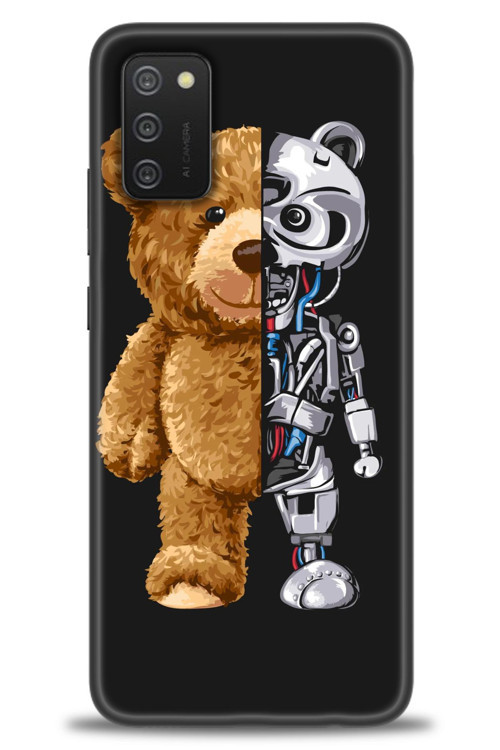 Samsung Galaxy A02S Kılıf HD Baskılı Kılıf - Ayı ve İskeleti