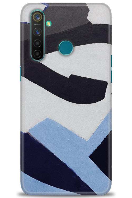 Realme 5 Pro Kılıf HD Baskılı Kılıf - Gri Mavi