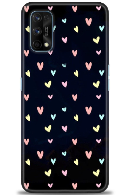 Realme 7 Pro Kılıf HD Baskılı Kılıf - Mini Mini Kalpler