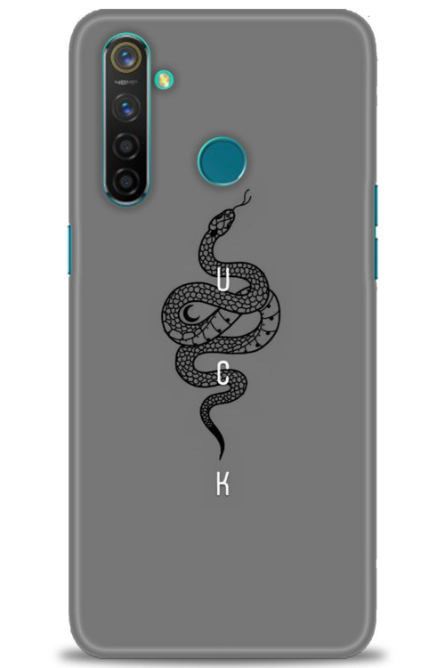 Realme 5 Pro Kılıf HD Baskılı Kılıf - Siyah Yılan