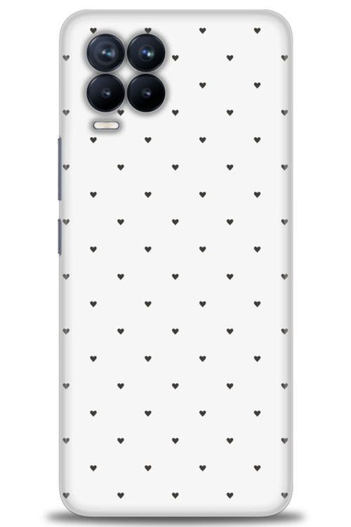 Realme 8 Kılıf HD Baskılı Kılıf - Minik Siyah Kalp
