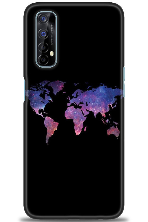 Realme 7 Kılıf HD Baskılı Kılıf - Dünya Haritası