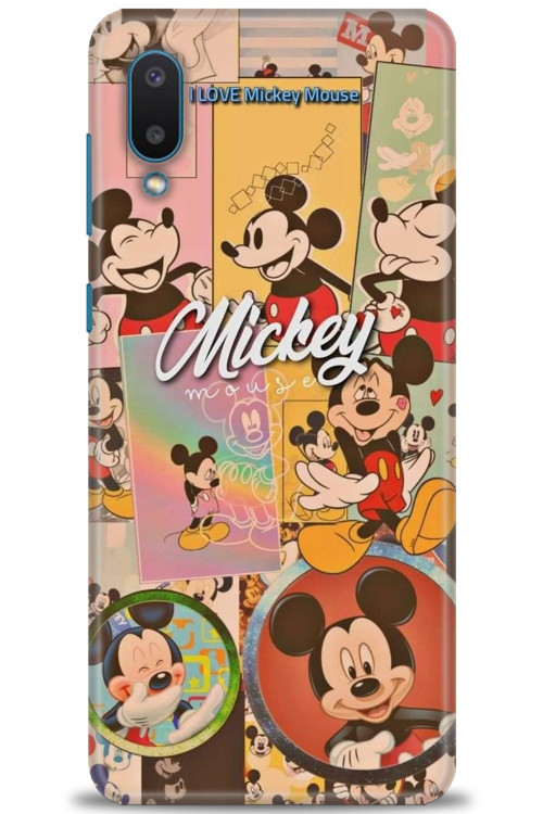 Samsung Galaxy A02 Kılıf HD Baskılı Kılıf - I Love Mickey