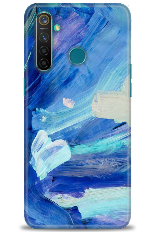 Realme 5 Pro Kılıf HD Baskılı Kılıf - Mavi Beyaz