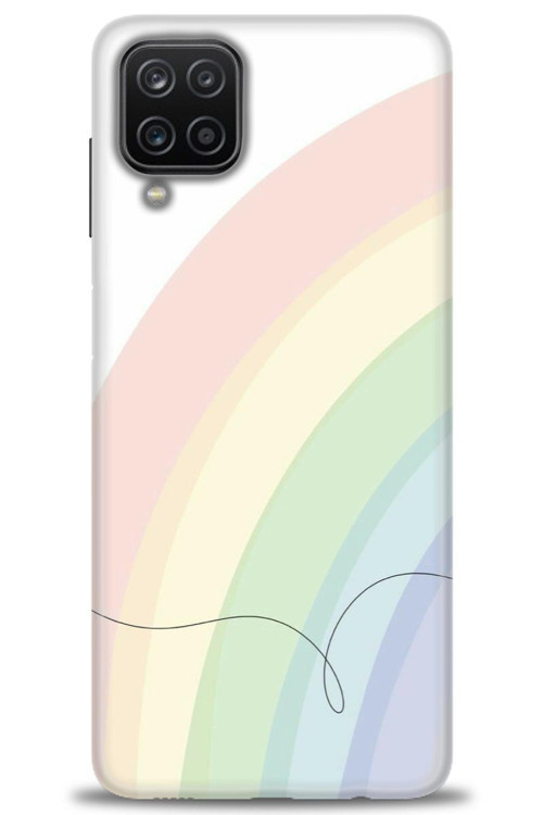 Samsung Galaxy A12 Kılıf HD Baskılı Kılıf - Soft Gökkuşağı