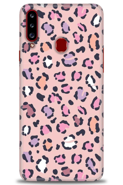 Samsung Galaxy A20S Kılıf HD Baskılı Kılıf - Pembe Leopar