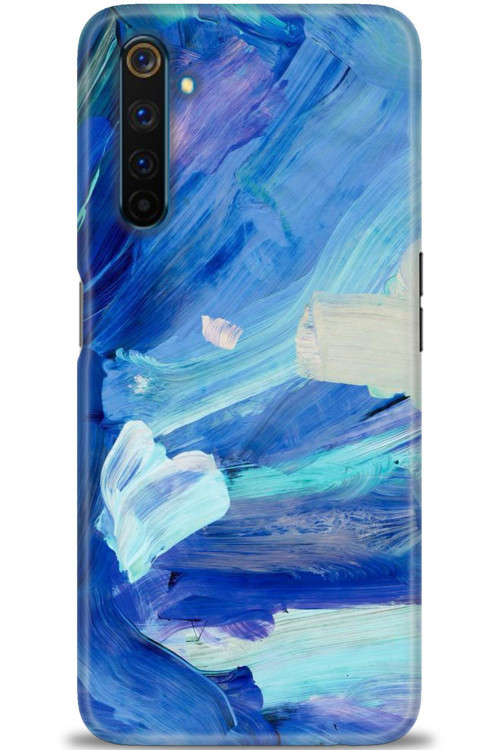 Realme 6 Pro Kılıf HD Baskılı Kılıf - Mavi Beyaz