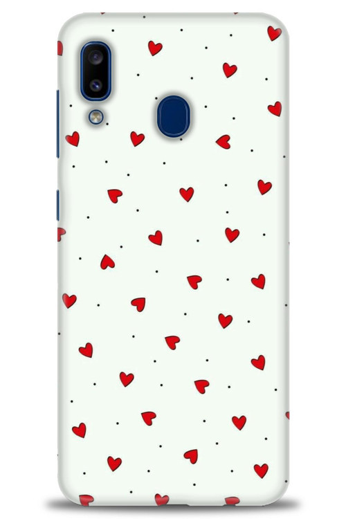 Samsung Galaxy A20 Kılıf HD Baskılı Kılıf - Mini Mini Kalpler