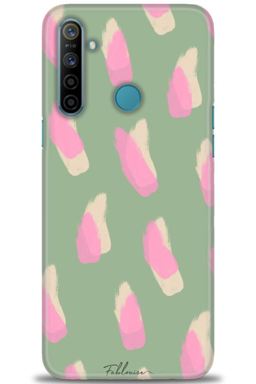 Realme 5i Kılıf HD Baskılı Kılıf - Pembe Krem