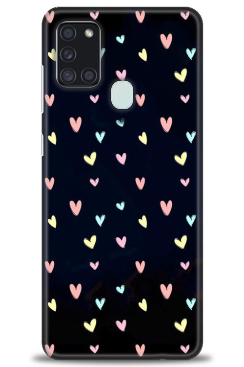 Samsung Galaxy A21S Kılıf HD Baskılı Kılıf - Mini Mini Kalpler