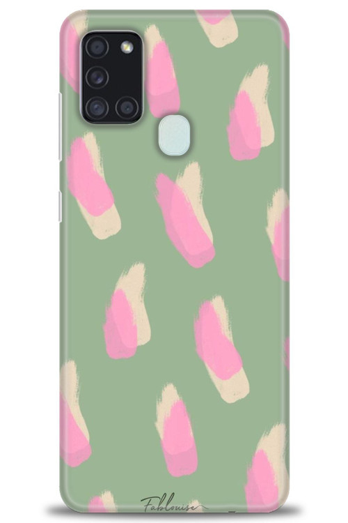 Samsung Galaxy A21S Kılıf HD Baskılı Kılıf - Pembe Krem