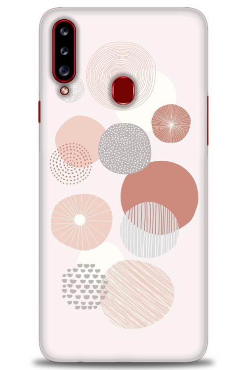 Samsung Galaxy A20S Kılıf HD Baskılı Kılıf - Pembe Daireler