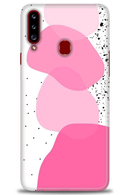 Samsung Galaxy A20S Kılıf HD Baskılı Kılıf - Pembe Beyaz Siyah