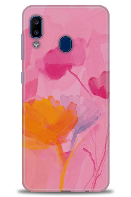 Samsung Galaxy A20 Kılıf HD Baskılı Kılıf - Turuncu Pembe