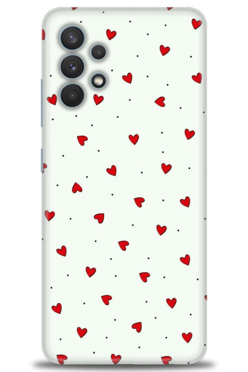 Samsung Galaxy A32 Kılıf HD Baskılı Kılıf - Mini Mini Kalpler