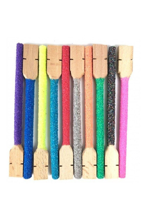Muhabbet Kuşu Için Renkli Kumlu Tünek 30 Cm - 2 Adet