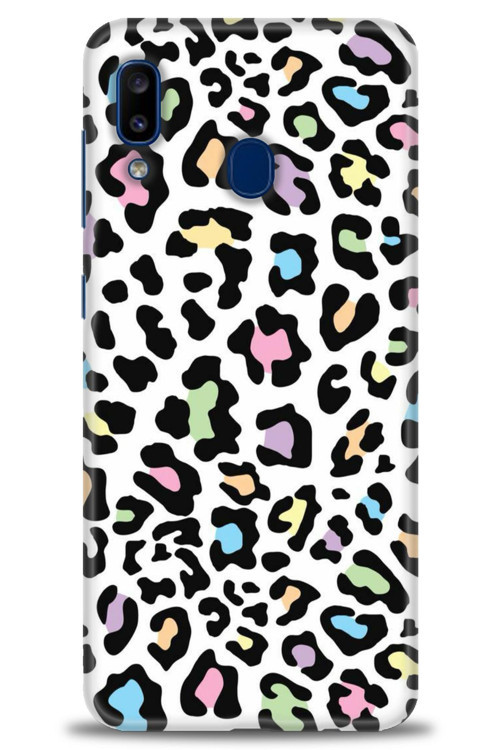 Samsung Galaxy A30 Kılıf HD Baskılı Kılıf - Renkli Leopar