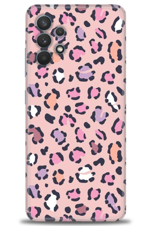 Samsung Galaxy A32 Kılıf HD Baskılı Kılıf - Pembe Leopar