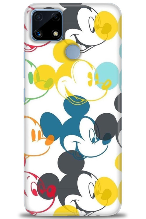 Realme C25 Kılıf HD Baskılı Kılıf - Renkli Mickey Mouse