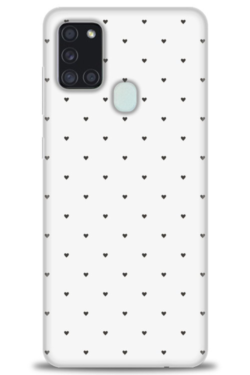 Samsung Galaxy A21S Kılıf HD Baskılı Kılıf - Minik Siyah Kalp