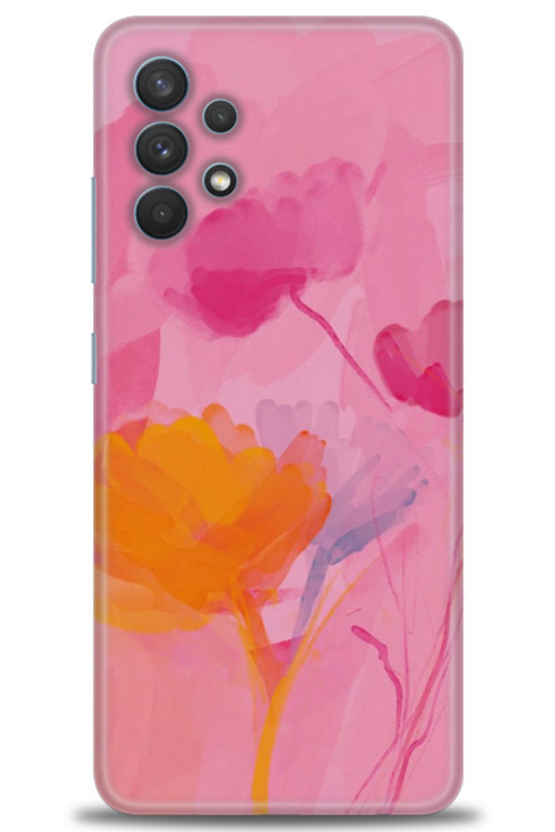 Samsung Galaxy A32 Kılıf HD Baskılı Kılıf - Turuncu Pembe