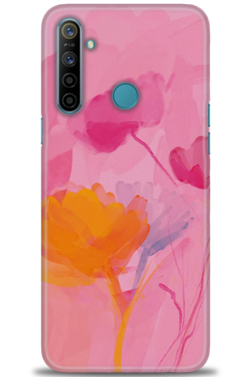 Realme C3 Kılıf HD Baskılı Kılıf - Turuncu Pembe