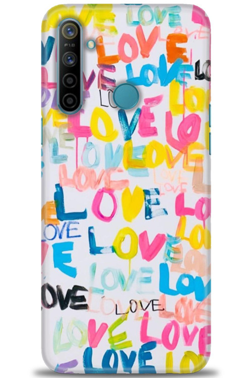 Realme C3 Kılıf HD Baskılı Kılıf - Renkli Love