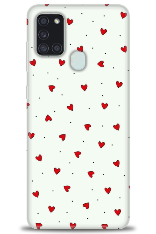 Samsung Galaxy A21S Kılıf HD Baskılı Kılıf - Mini Mini Kalpler