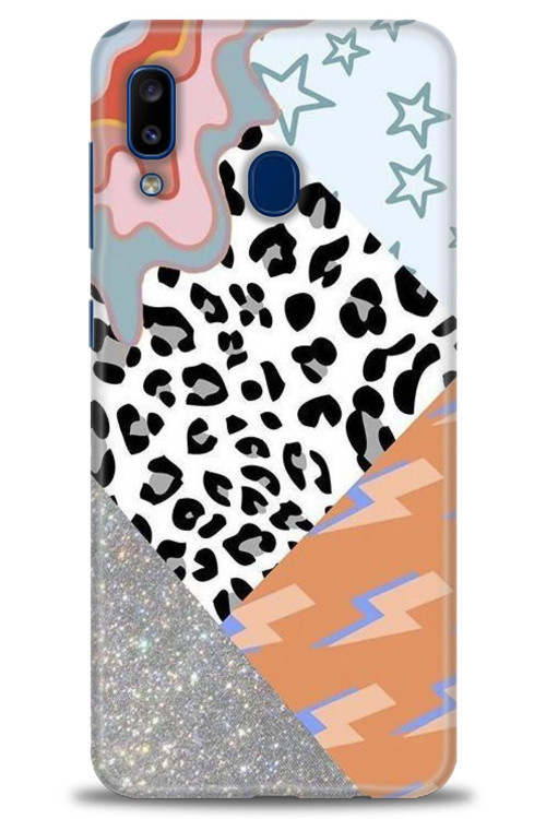 Samsung Galaxy A20 Kılıf HD Baskılı Kılıf - Leopar ve Şimşekler