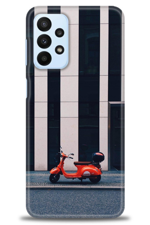 Samsung Galaxy A23 4G Kılıf HD Baskılı Kılıf - Kırmızı Motor