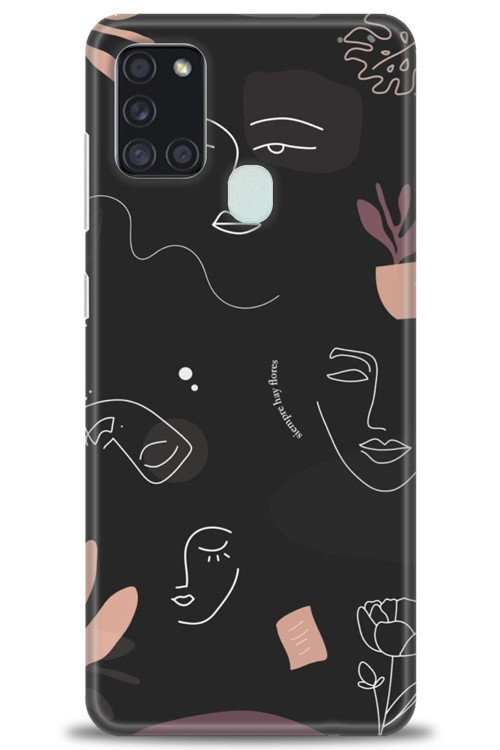 Samsung Galaxy A21S Kılıf HD Baskılı Kılıf - Siyah Silüet