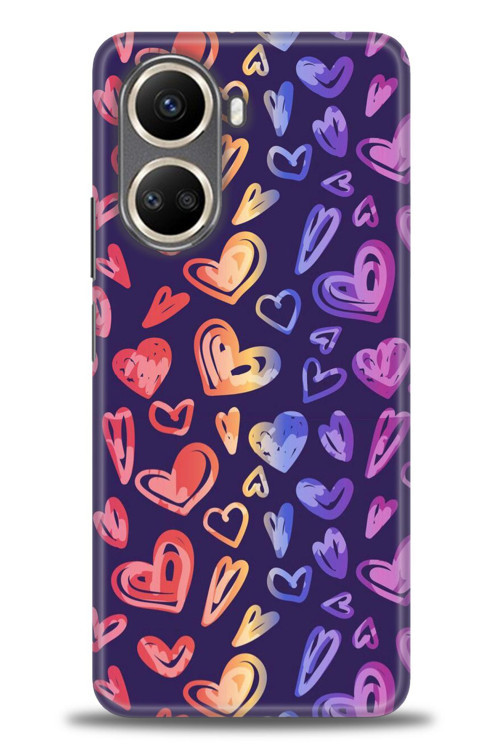 Tecno Camon 19 Pro Kılıf HD Baskılı Kılıf - Renkli Kalpler