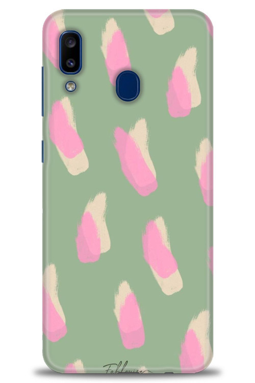 Samsung Galaxy A20 Kılıf HD Baskılı Kılıf - Pembe Krem