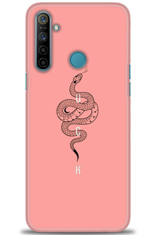 Realme C3 Kılıf HD Baskılı Kılıf - Pembe Yılan