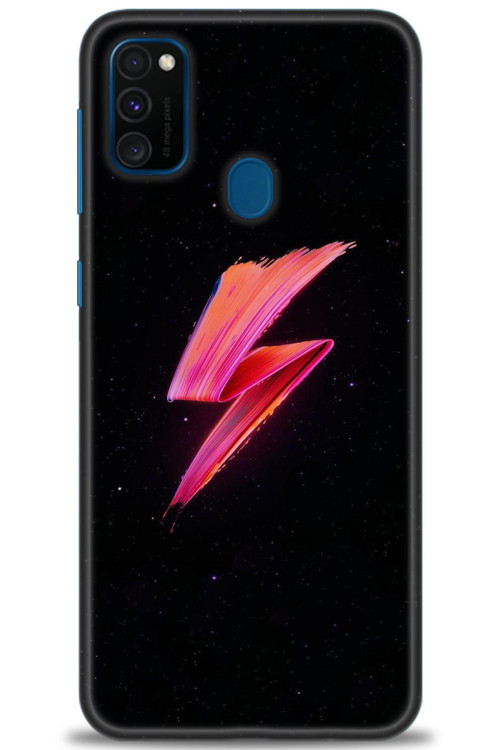 Samsung Galaxy M30S Kılıf HD Baskılı Kılıf - Pembe Şimşek