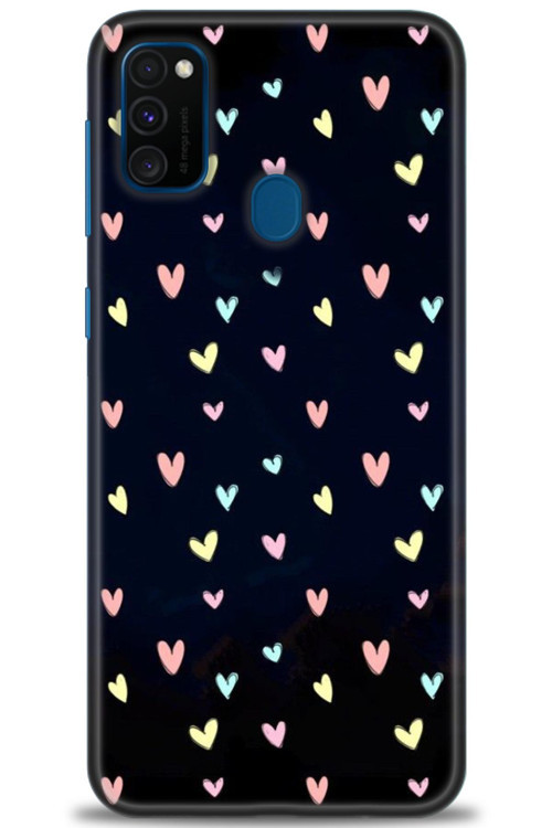 Samsung Galaxy M30S Kılıf HD Baskılı Kılıf - Mini Mini Kalpler
