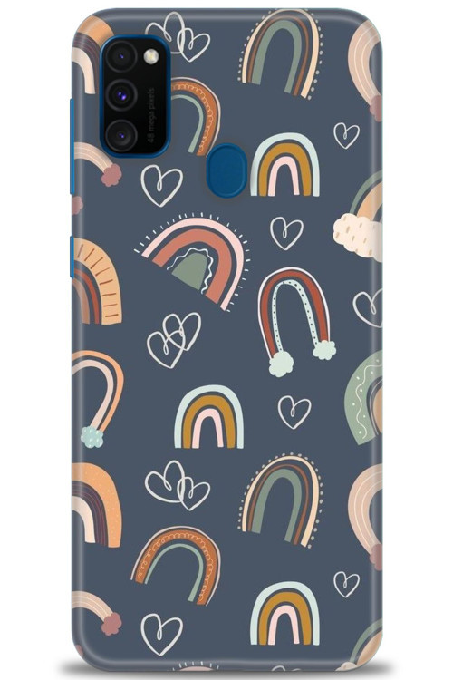 Samsung Galaxy M21 Kılıf HD Baskılı Kılıf - Gökyüzü Kalp