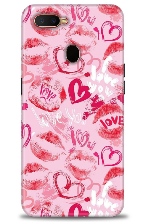 Oppo A12 Kılıf HD Baskılı Kılıf - Pembe Love