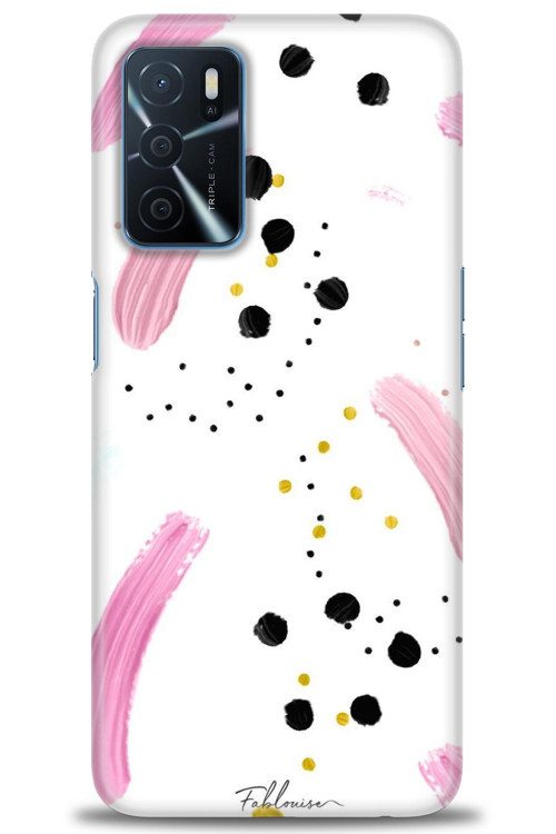 Oppo A16 Kılıf HD Baskılı Kılıf - Pembe ve Benekler
