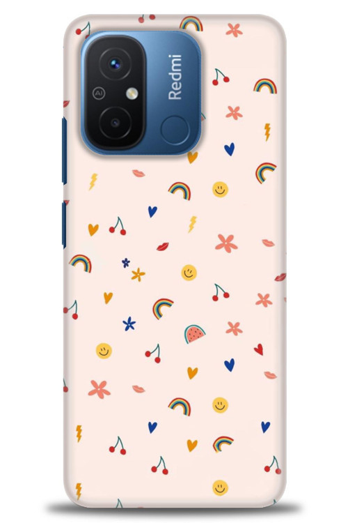 Xiaomi Redmi 12C Kılıf HD Baskılı Kılıf - Kiraz ve Gökkuşağı