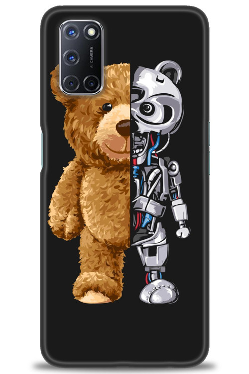 Oppo A52 Kılıf HD Baskılı Kılıf - Ayı ve İskeleti