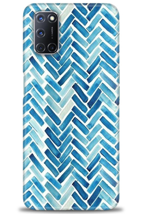 Oppo A52 Kılıf HD Baskılı Kılıf - Mavi Çizgiler