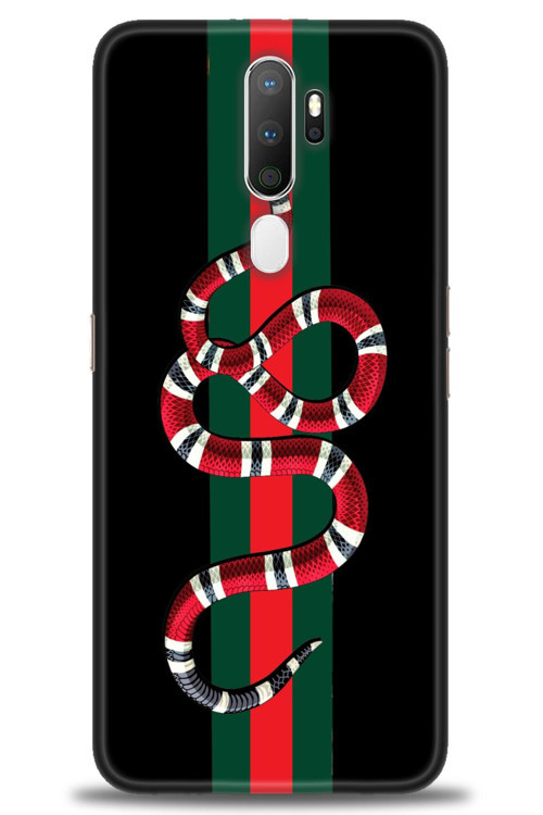 Oppo A5 2020 Kılıf HD Baskılı Kılıf - Kırmızı Yeşil Yılan