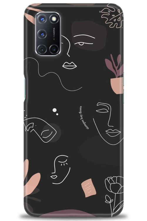 Oppo A52 Kılıf HD Baskılı Kılıf - Siyah Silüet