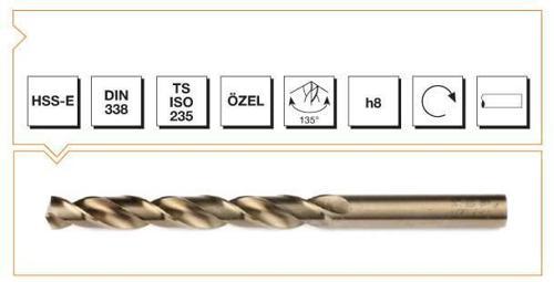 Silindirik Saplı Krom Matkap Ucu - Altın Seri  8.5mm