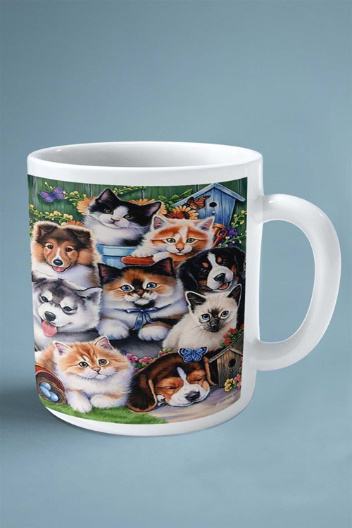 Art hedi̇ye köpek çift taraflı baskılı kupa bardak kişiye özel kediler yakın