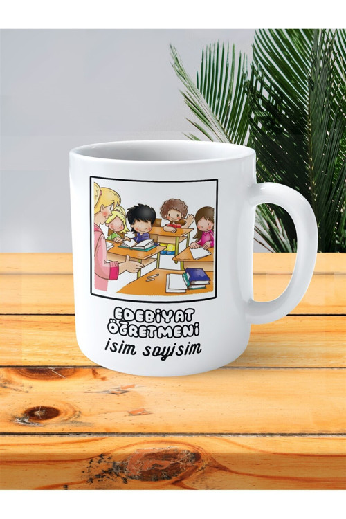 Art hedi̇ye edebiyat öğretmeni baskılı kupa bardak isimli kişiye özel ders soru çalışma