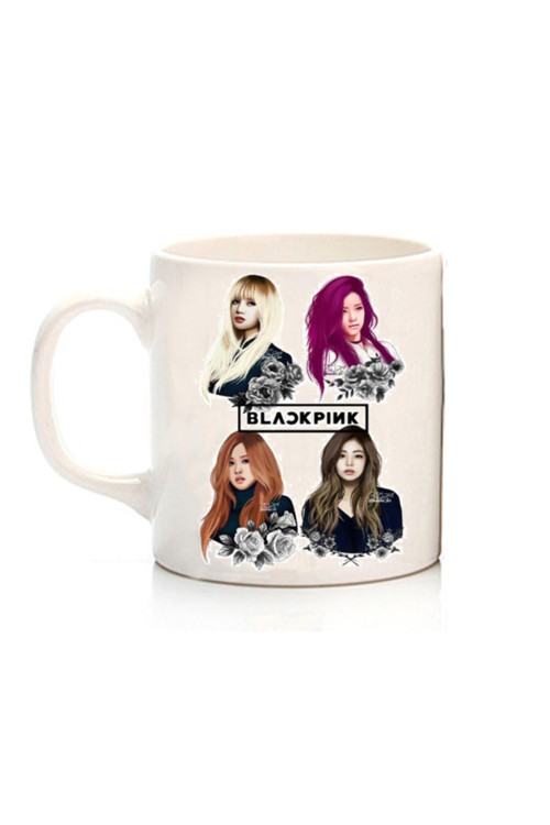 Art hedi̇ye Black Pink Çiçek Iki Tarafı Baskılı Kupa Bardak