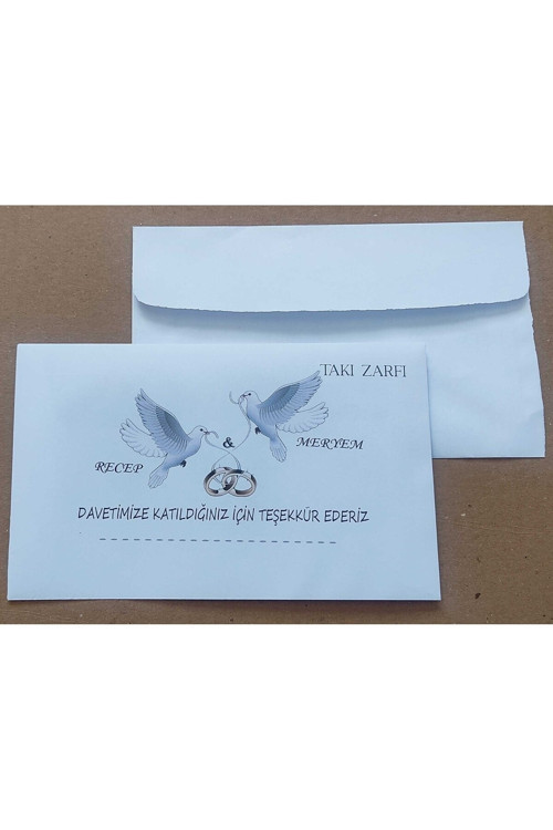 Art hedi̇ye Isminize Özel 60 Adet Düğün Nişan Kına Para Takı Zarfı 10,5 X 16,5 Cm Trhtr