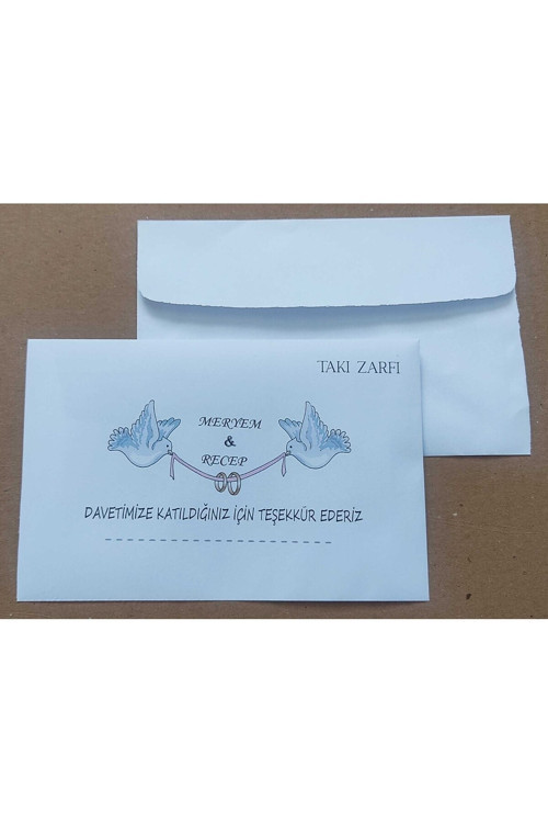Art hedi̇ye Isminize Özel 60 Adet Düğün Nişan Kına Para Takı Zarfı 10,5 X 16,5 Cm Tyttr